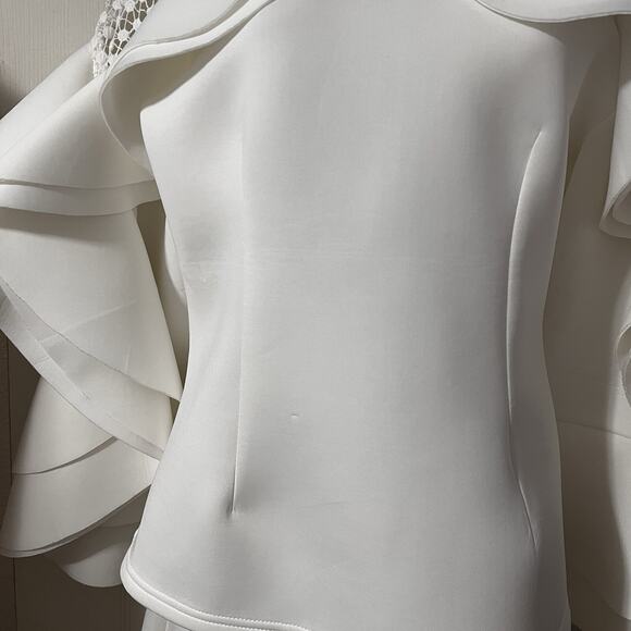 Maxi Skirt Set Scuba Cos Play Ruffles Glam White Witch Show Stopper Wedding SZ L - Picture 5 of 16